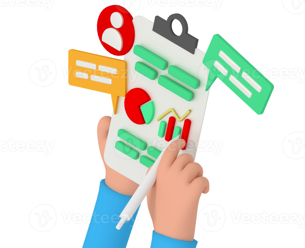 análisis de datos comerciales de ilustración 3d png