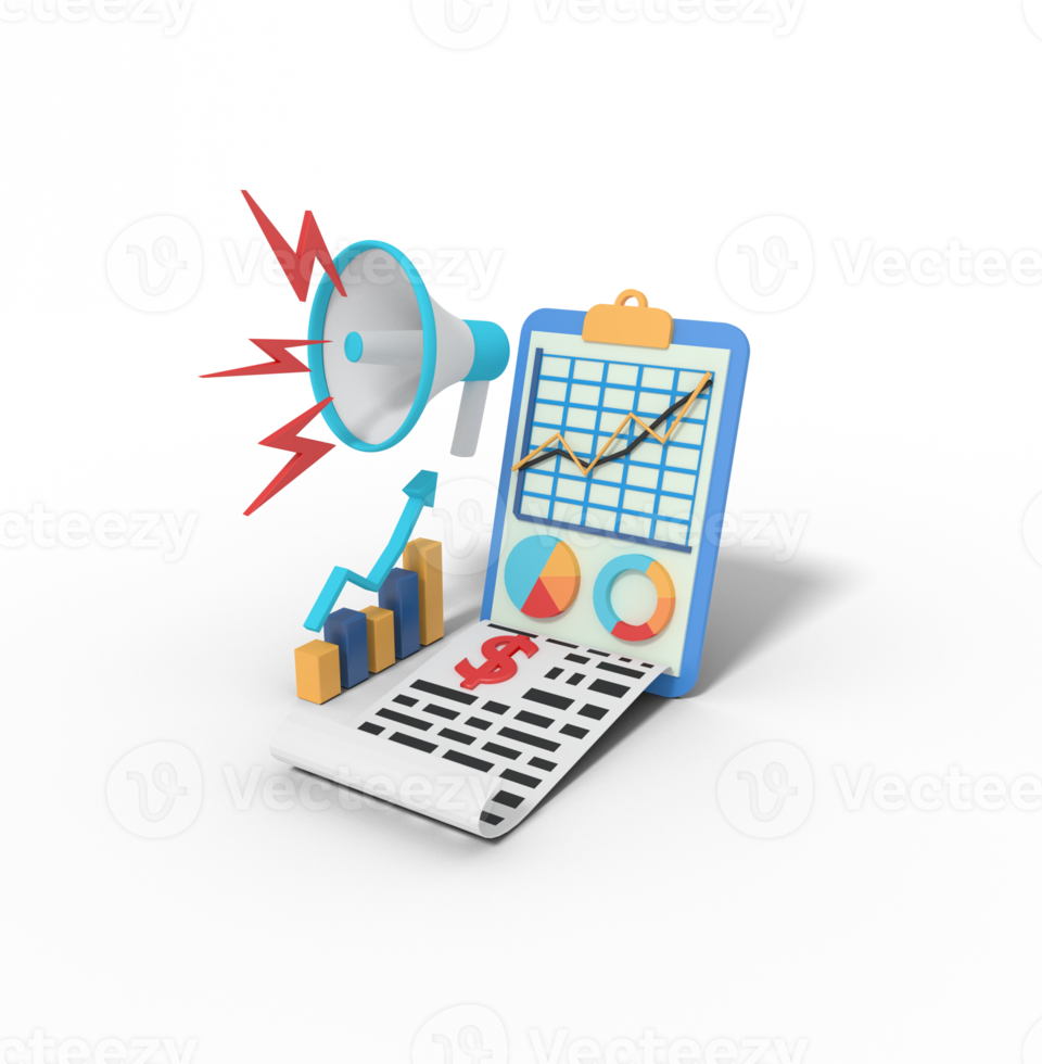 3d illustration of data marketing report png