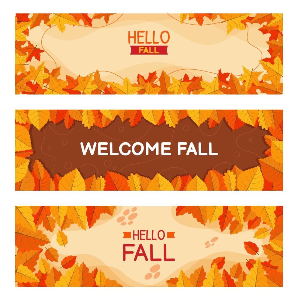 Fall Floral Banner Set vector