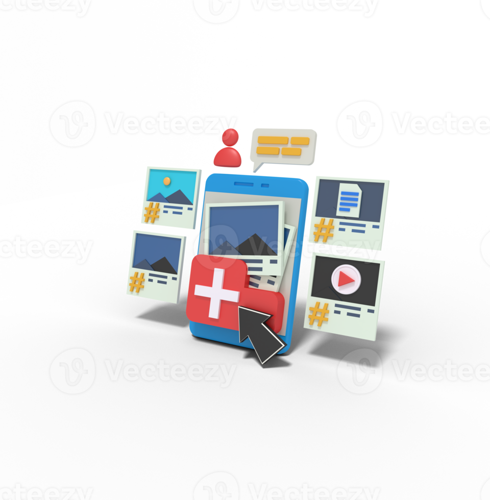3d illustration of collection image on phone png