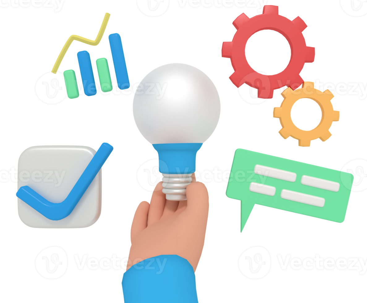 3d illustration of business idea in hand png