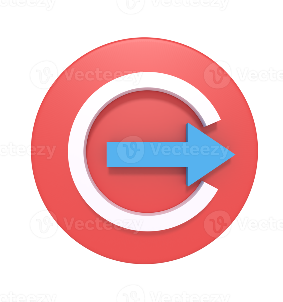 3d rendering of logout website icon png