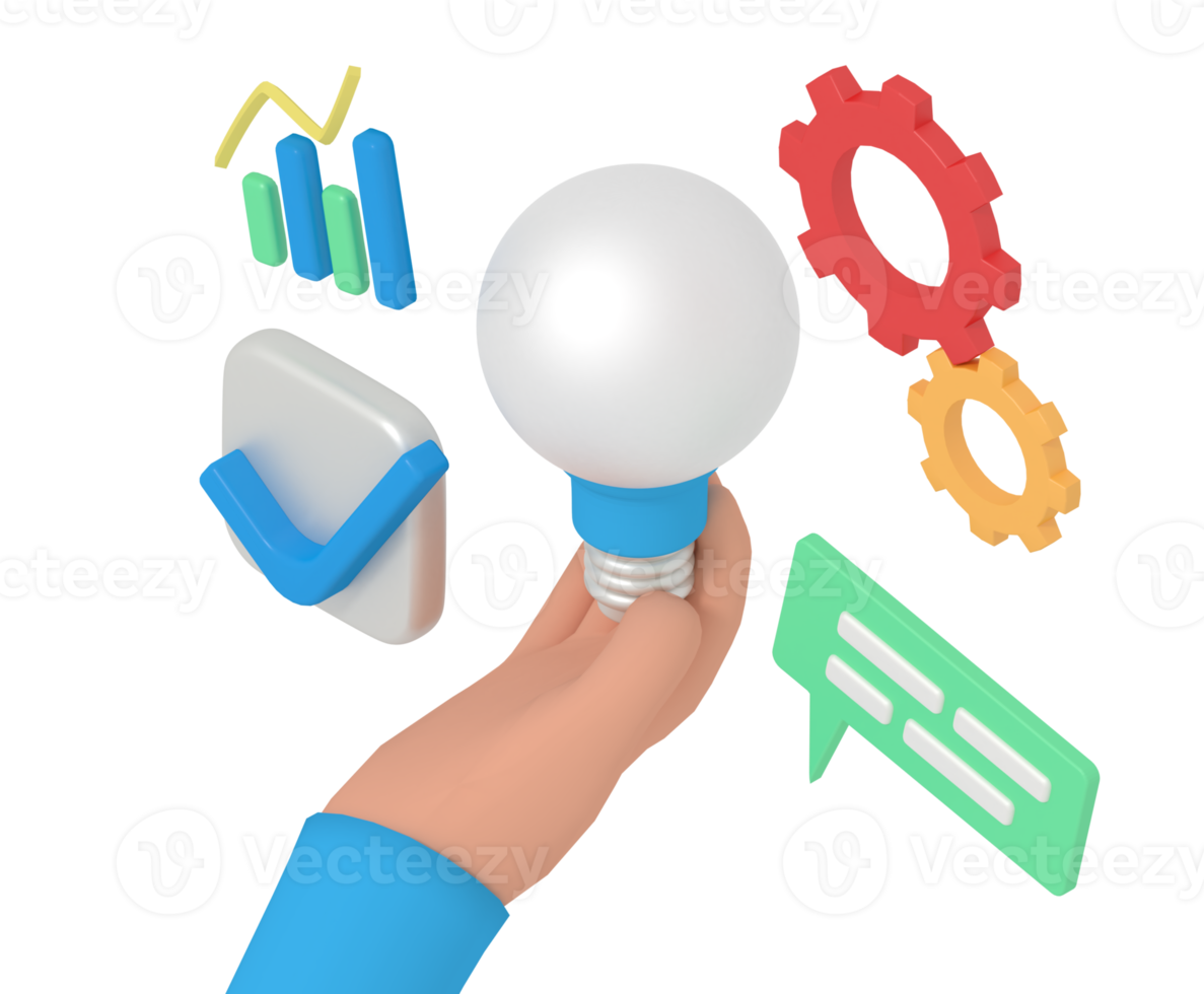 3d illustration of business idea in hand png