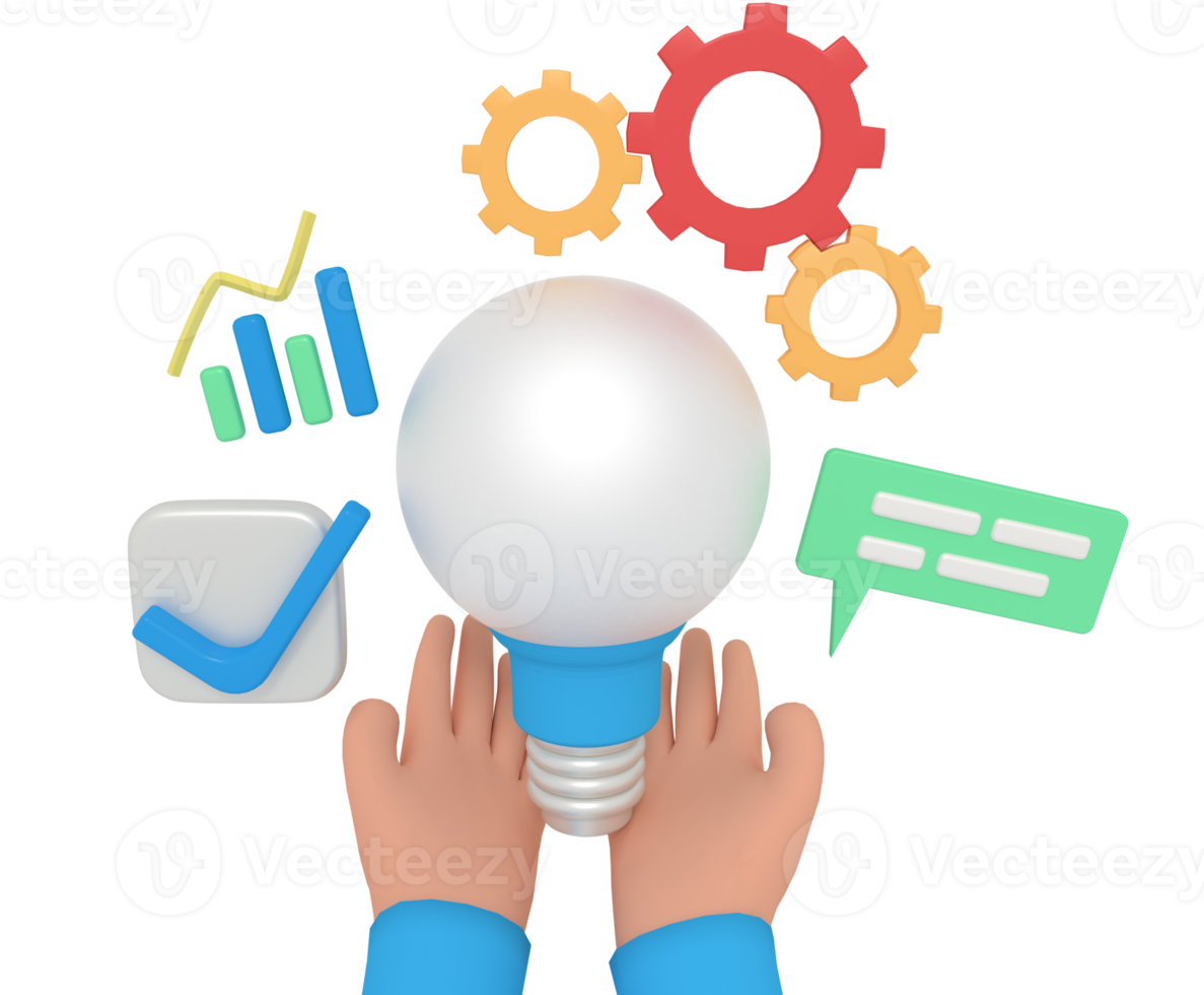 3d illustration of business idea in hand png