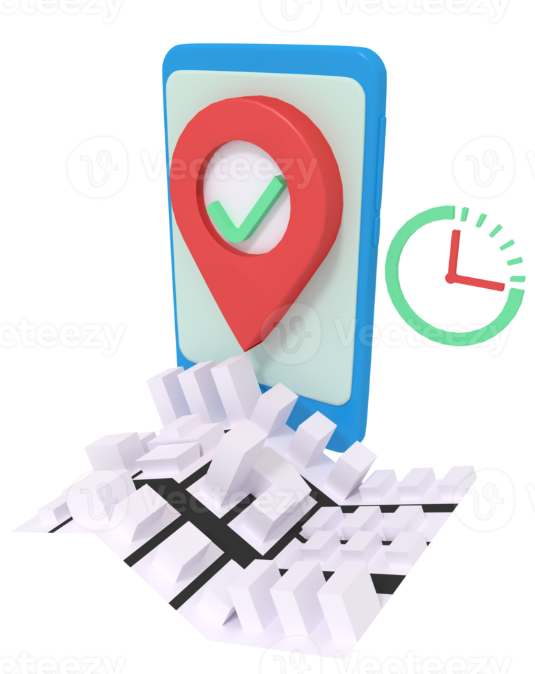 3d rendering of fast delivery location in phone png