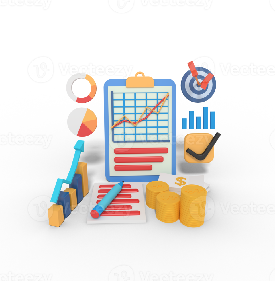 3d illustration of business planing statistic target png