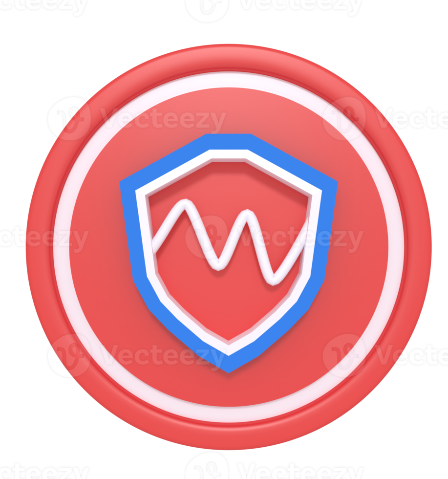 3d rendering of security status icon png