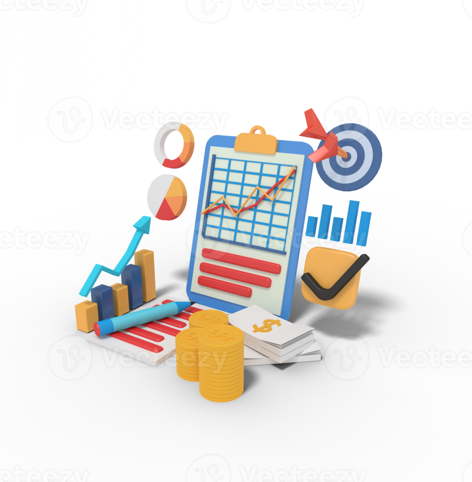 3d illustration of business planing statistic target png