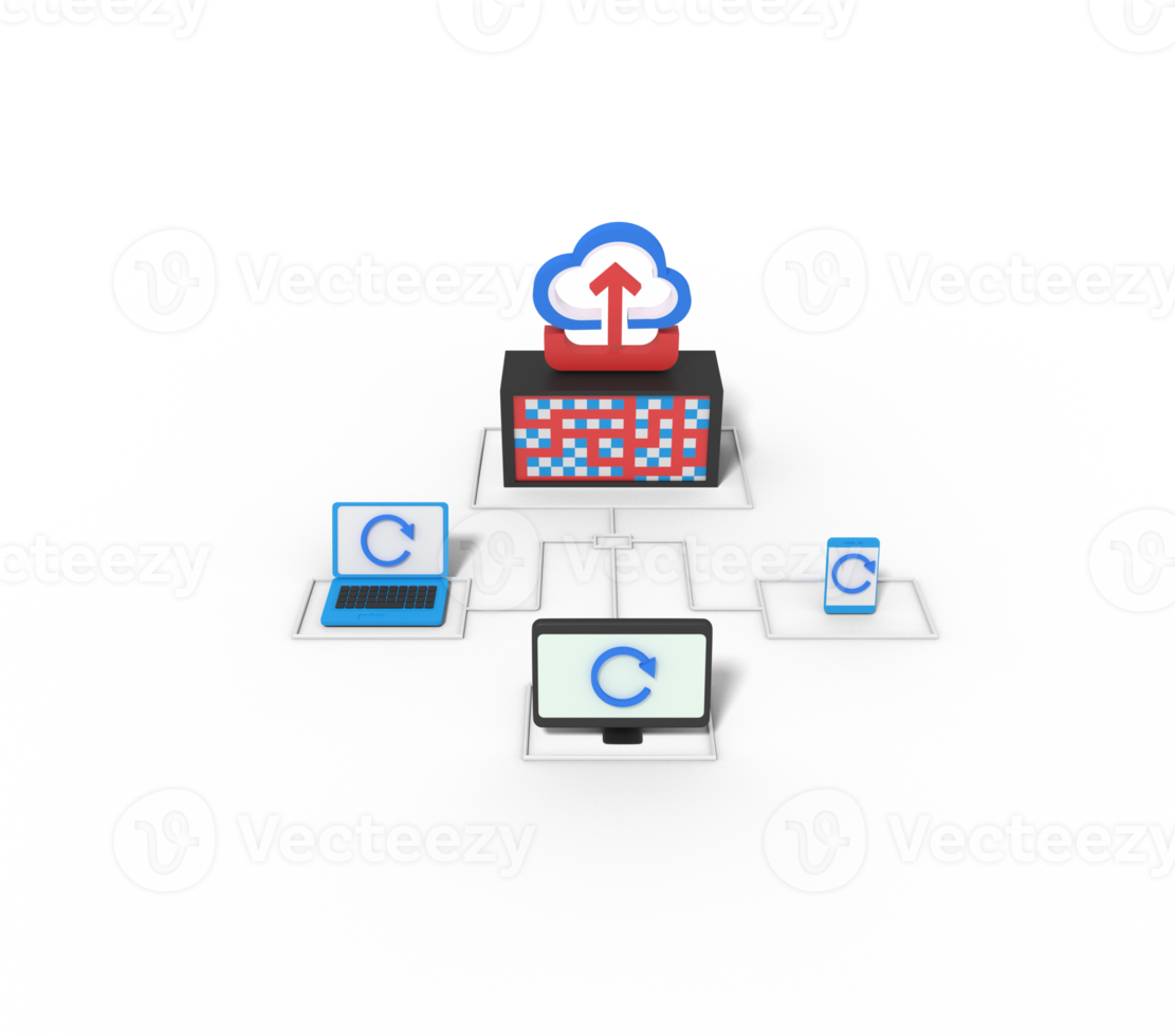 3d illustration of upload in cloud  server png