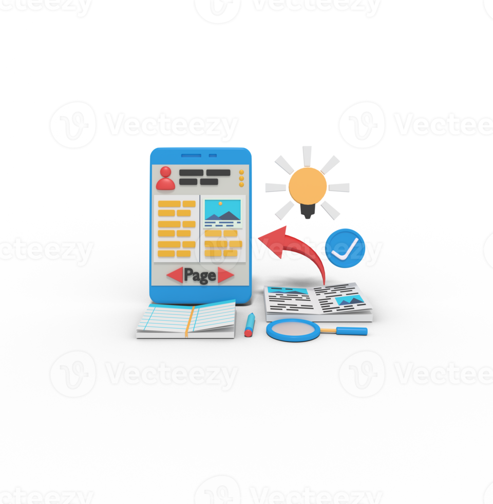 3d Illustration of Online Leaning Course App png