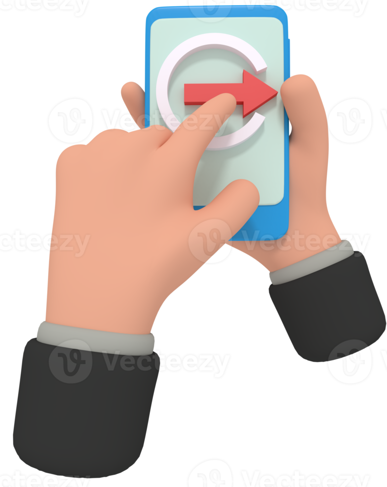 3d illustration of holding phone with logout app png