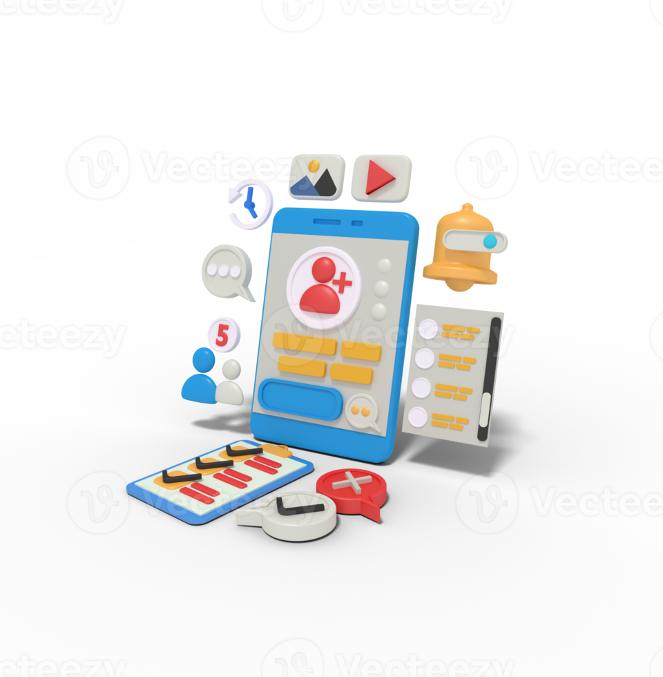 3d illustration of add friend on phone png