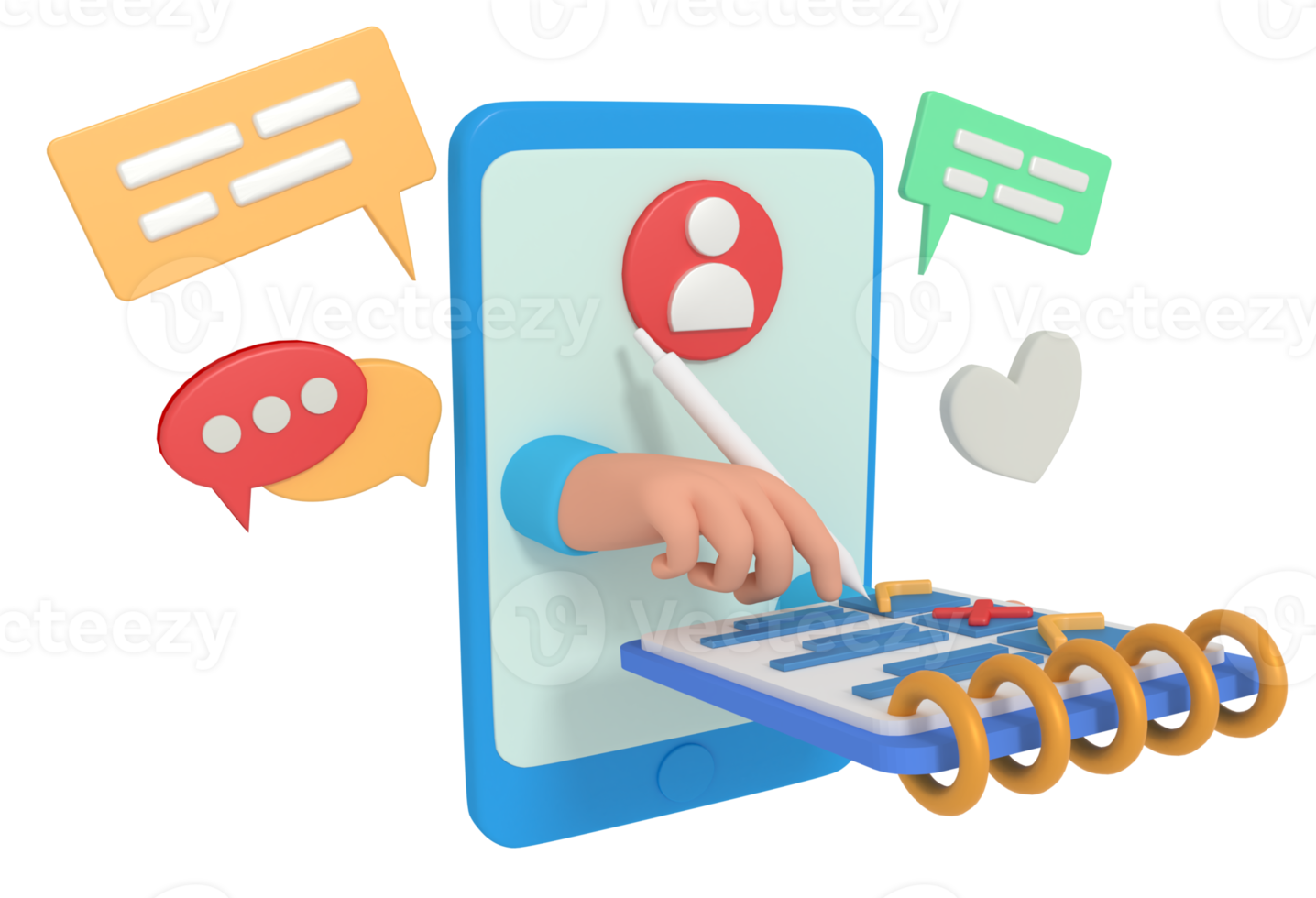 3d illustration of tick and uncheck in phone png