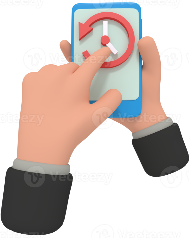 3d illustration of holding phone with history app png