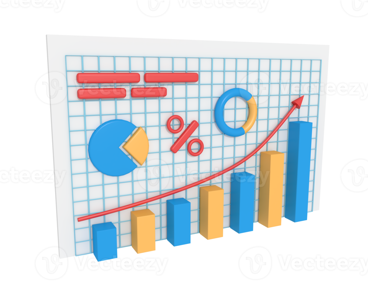 3d illustratie van bedrijf groei analyse png