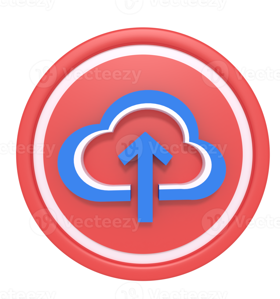 3d rendering of upload file in cloud storage png