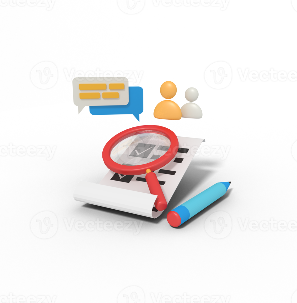 3d illustration of Searching checklist data png