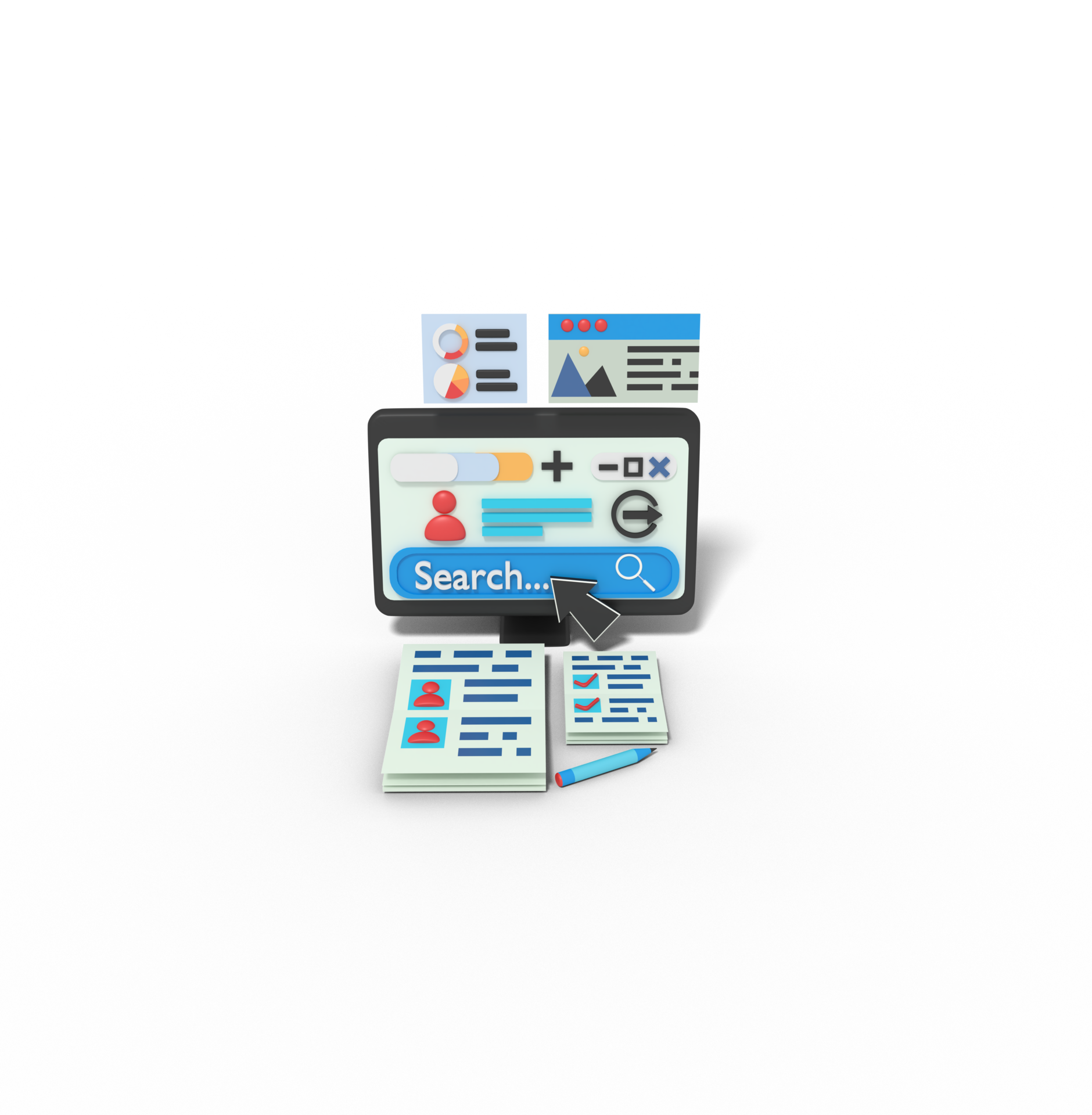 3d Illustration Of Searching Profile On Social Media 10987028 PNG 3d-illustration-of-searching-profile-on-social-media-10987028-png
