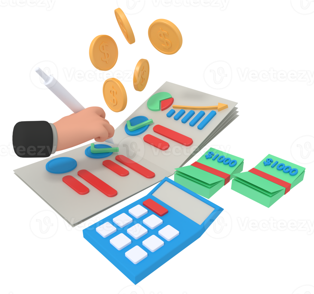 3d illustration of business growth checklist png