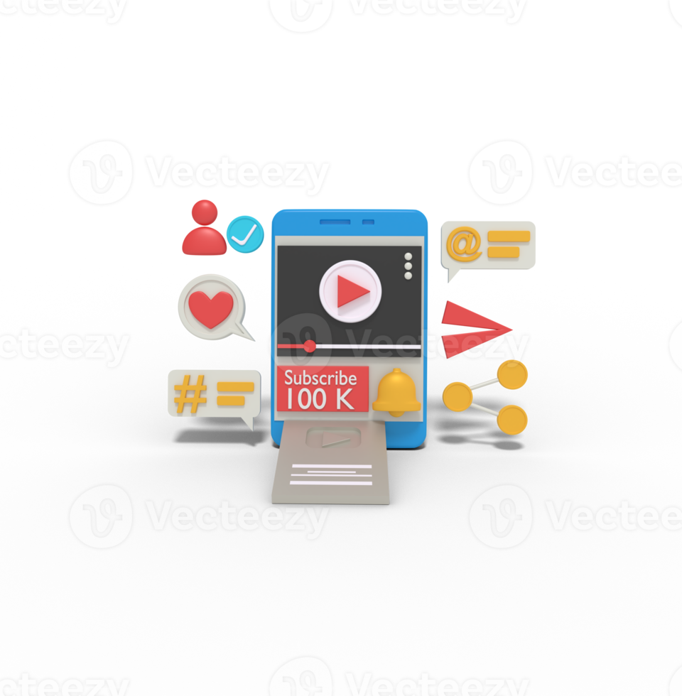 3d illustration of achievement of one hundred thousand subscribers png