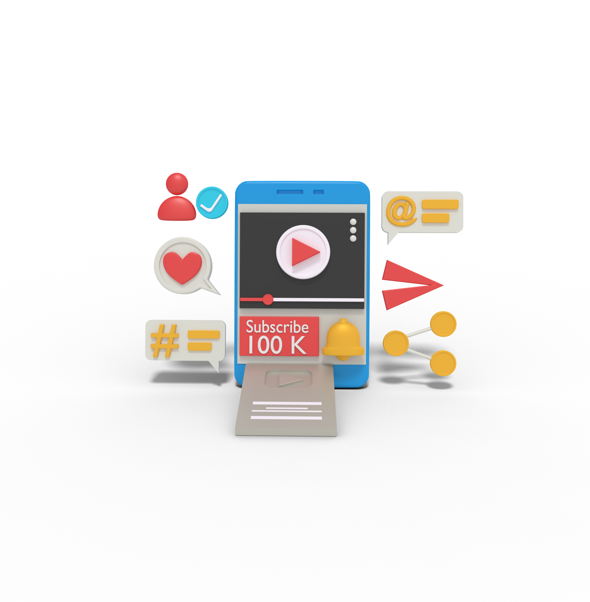 3d Illustration Of Achievement Of One Hundred Thousand Subscribers 3d-illustration-of-achievement-of-one-hundred-thousand-subscribers