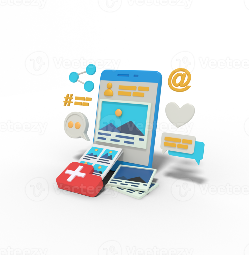 3d illustration of collection image on phone png