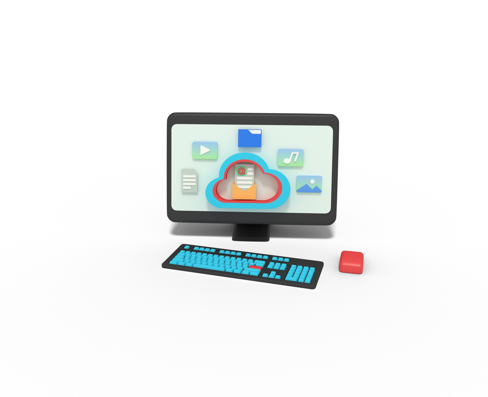 3d illustration of email in cloud storage computer 10987037 PNG