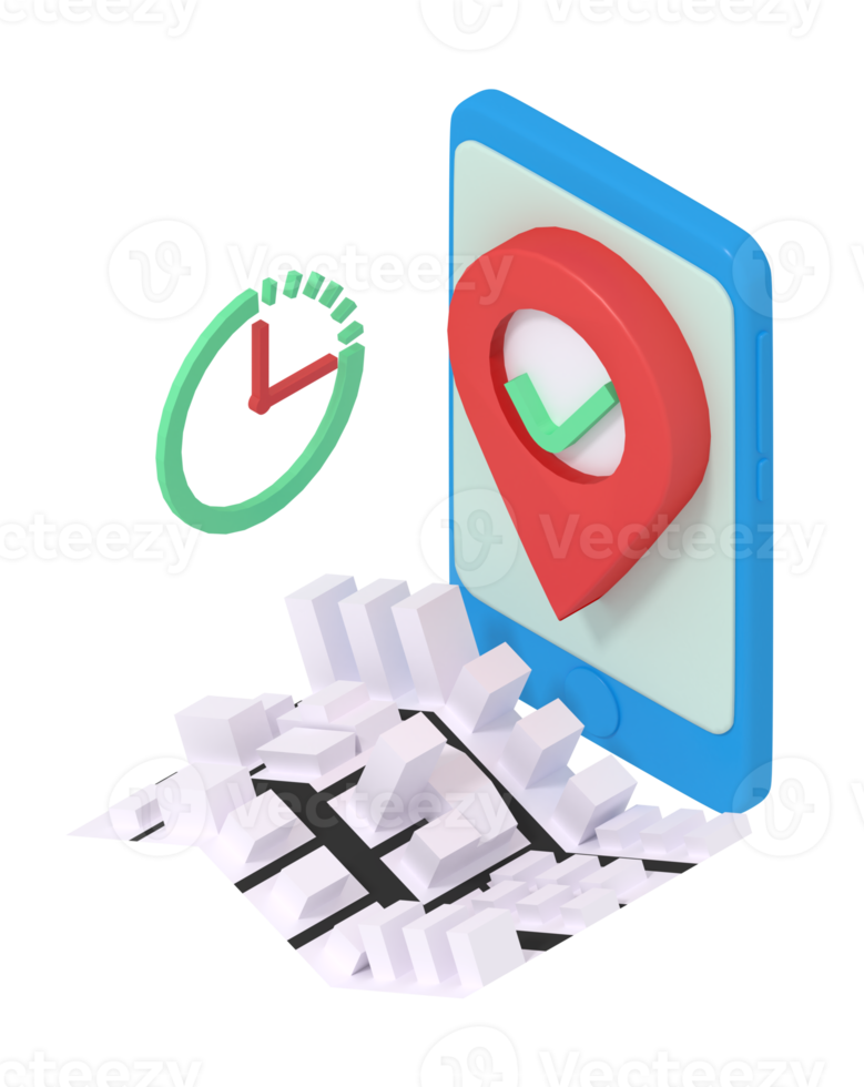 3d rendering of fast delivery location in phone png