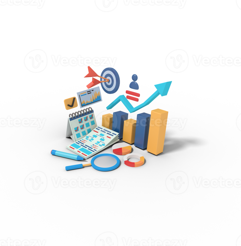 3d illustration of graph bar  planning business growth png