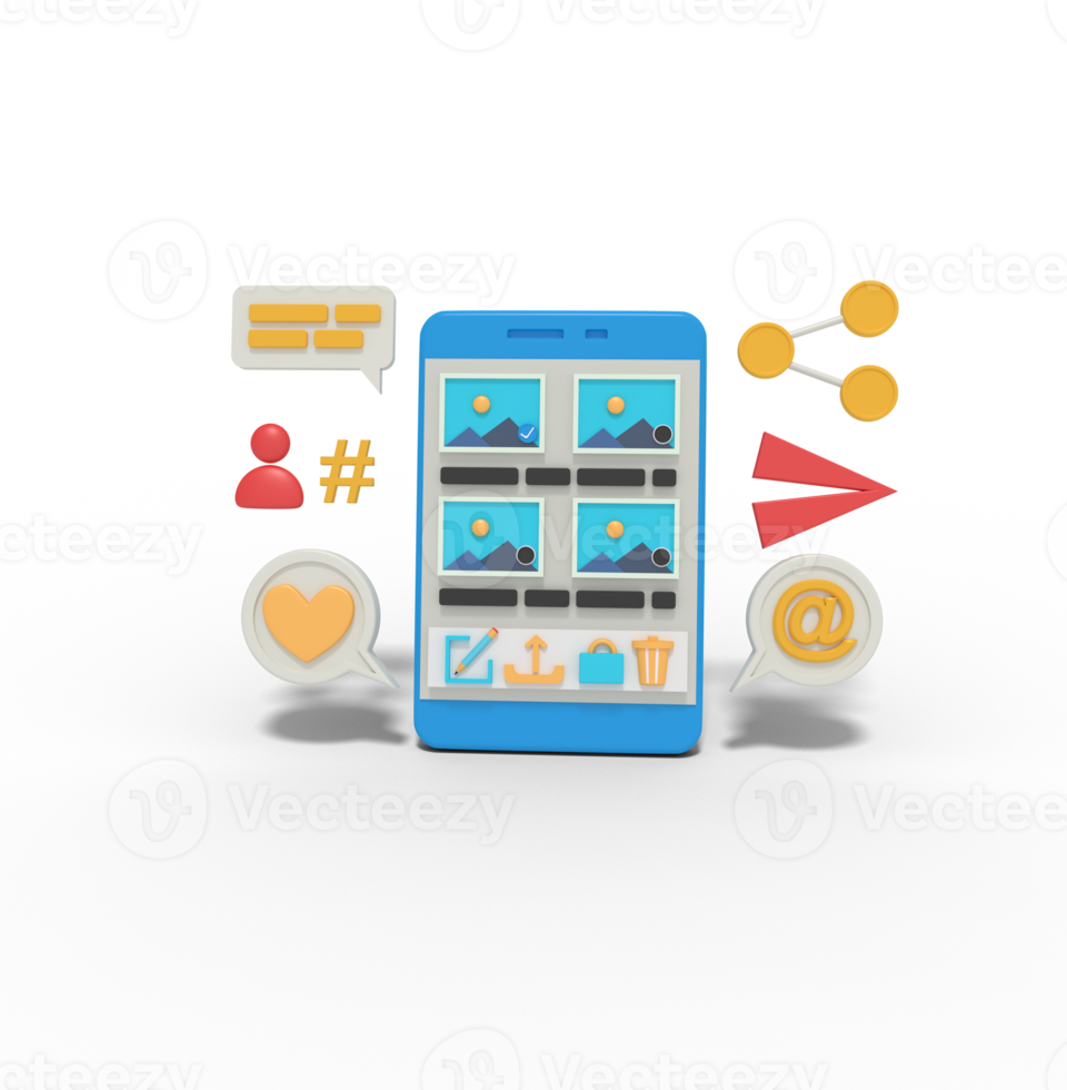 3d illustrazione di Immagine galleria App su mobile png