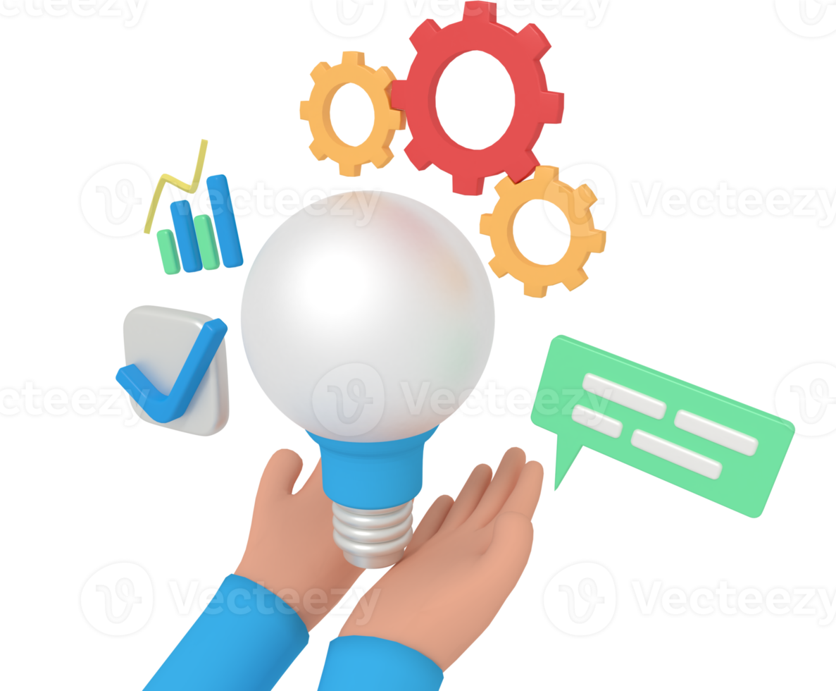 3d illustration of business idea in hand png
