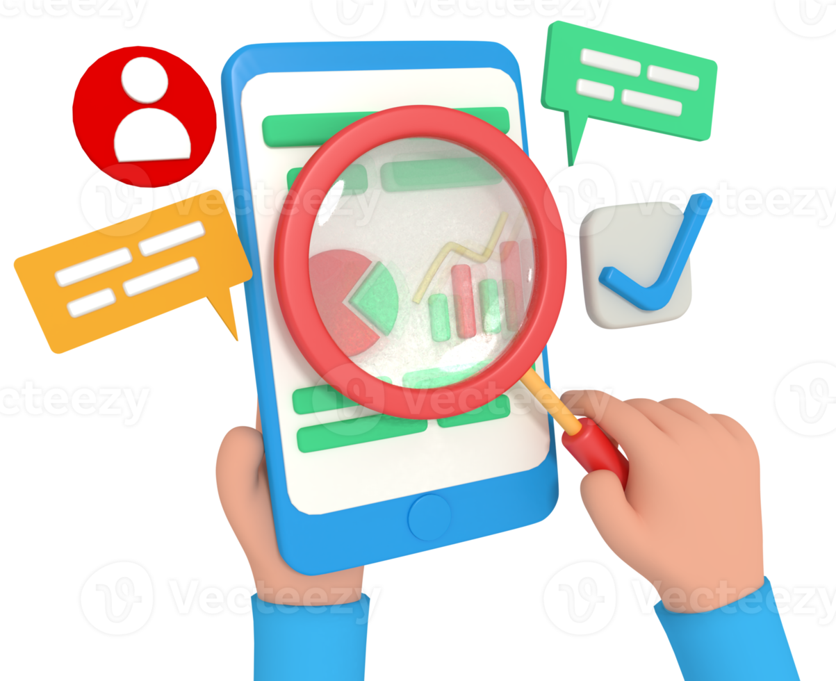 3d illustration of analysis SEO business png