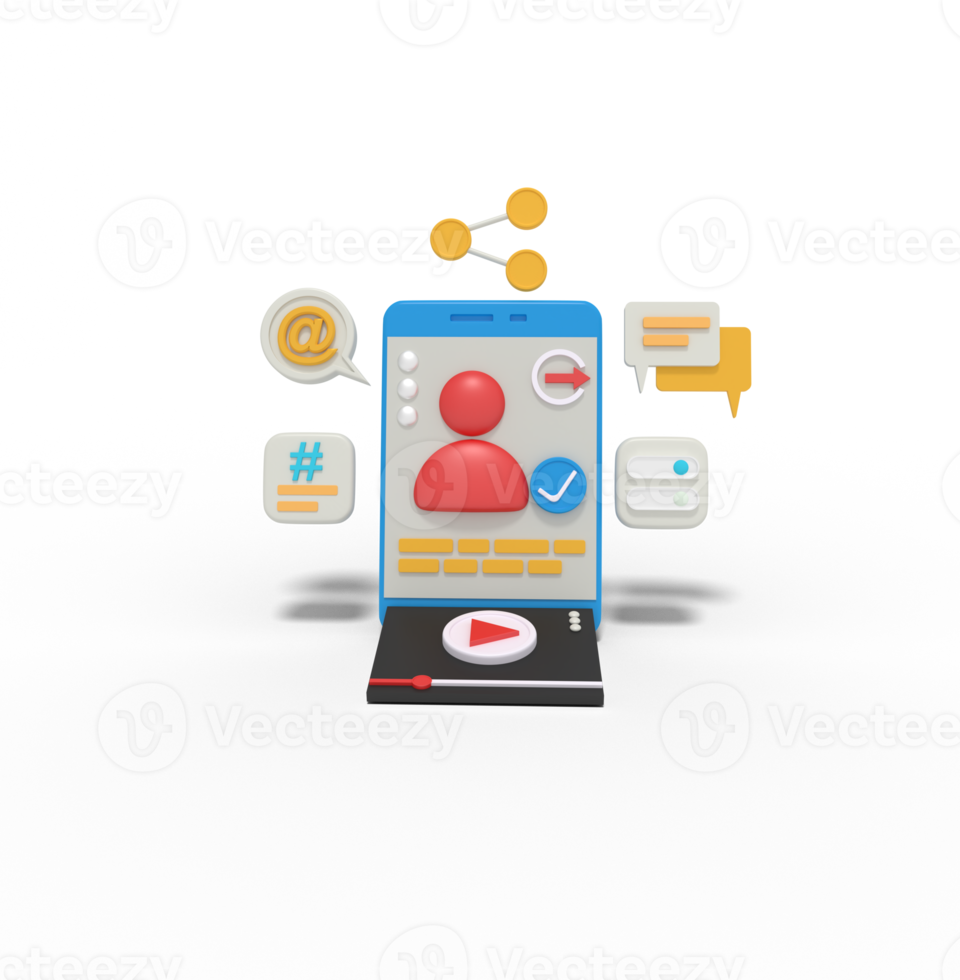 3d illustration of add friend on phone png