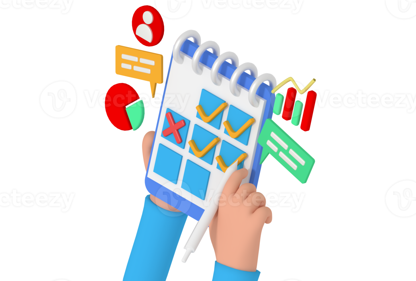 3d illustration business planning on calendar png