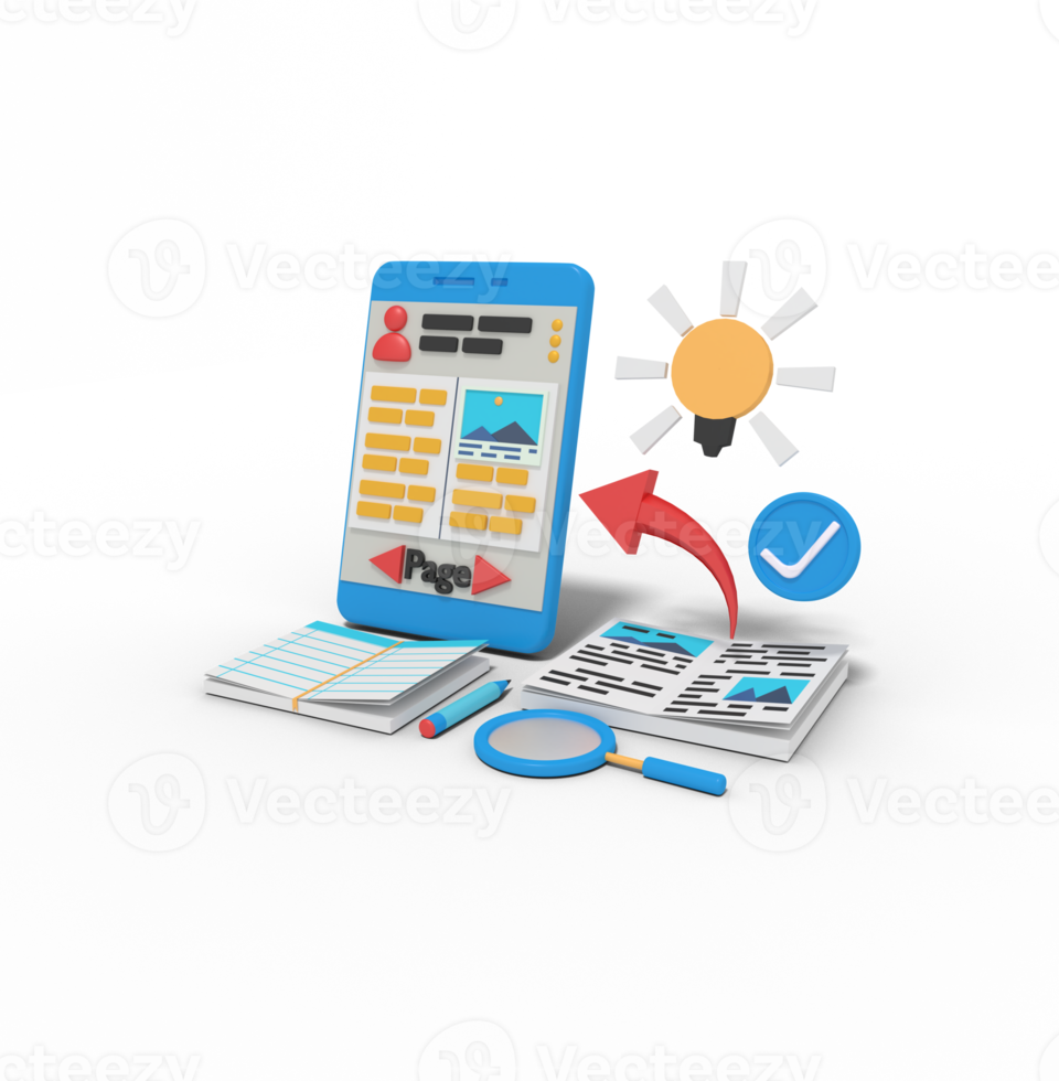 3d Illustration of Online Leaning Course App png