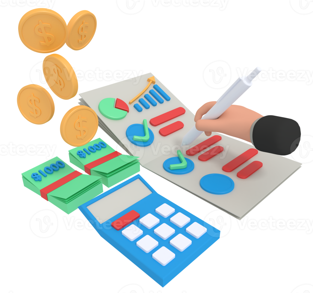 ilustração 3D da lista de verificação de crescimento do negócio png