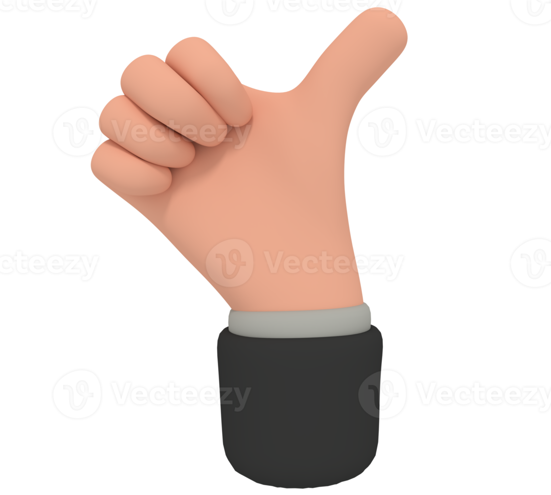 3d illustration of cartoon hand making thumb up  gesture png