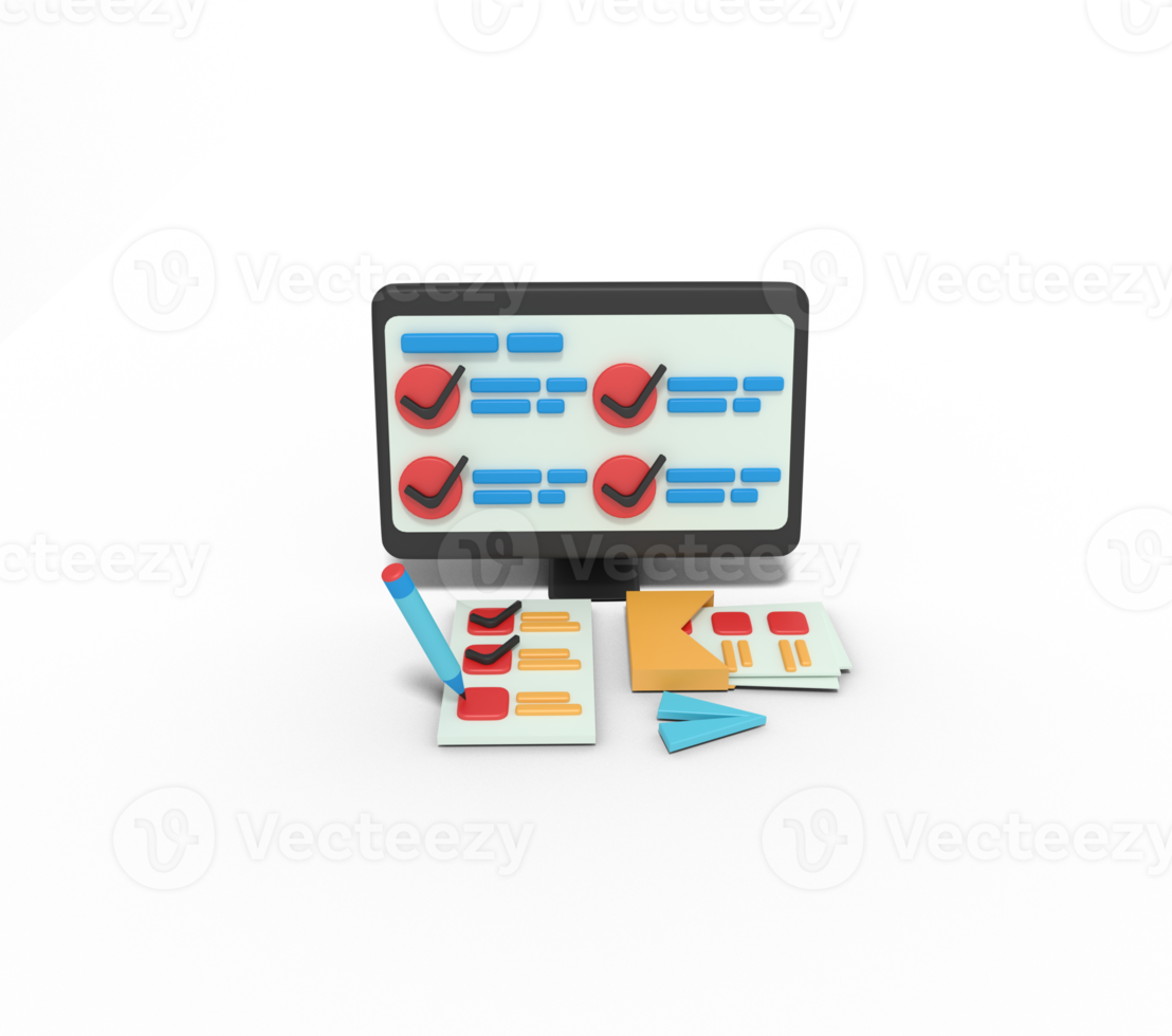 Modelagem 3D do aplicativo de pesquisa de lista de verificação png