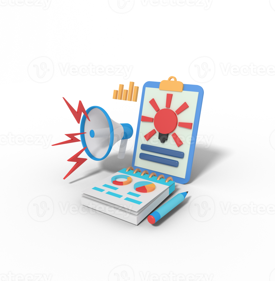 3d illustration of marketing idea png