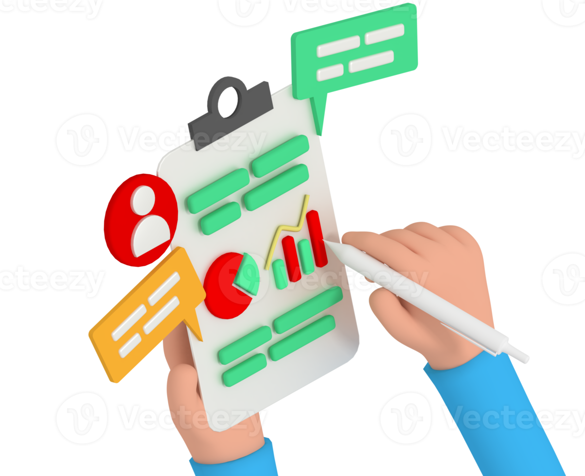 3d illustrazione attività commerciale dati analisi png