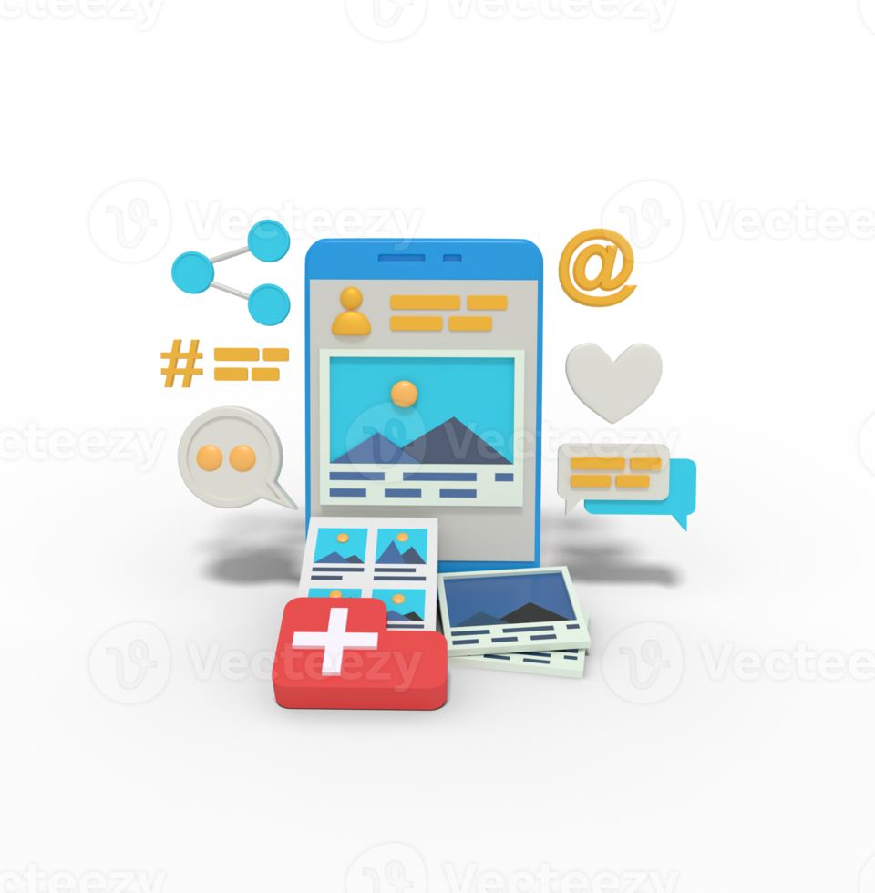 3d illustration of collection picture in my profile on phone png