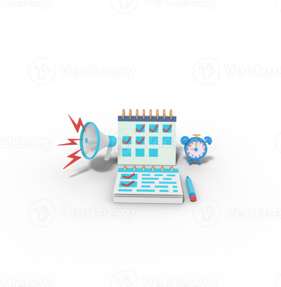 3d illustration av marknadsföring schema checklista png