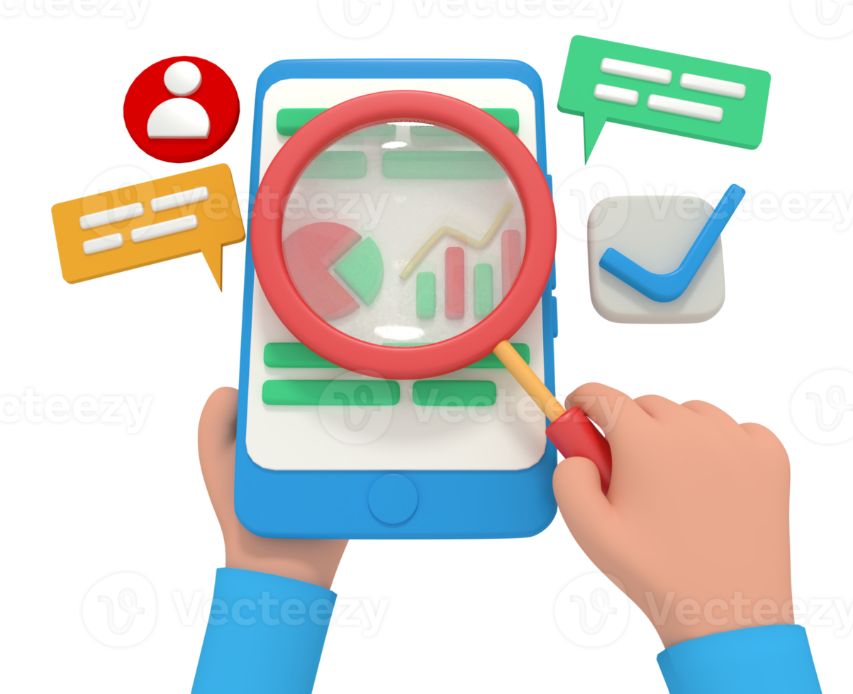 3d illustration of analysis SEO business png