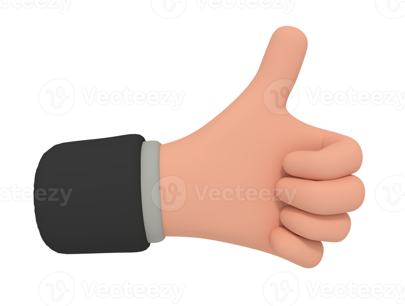 3d illustration of cartoon hand making thumb up  gesture png