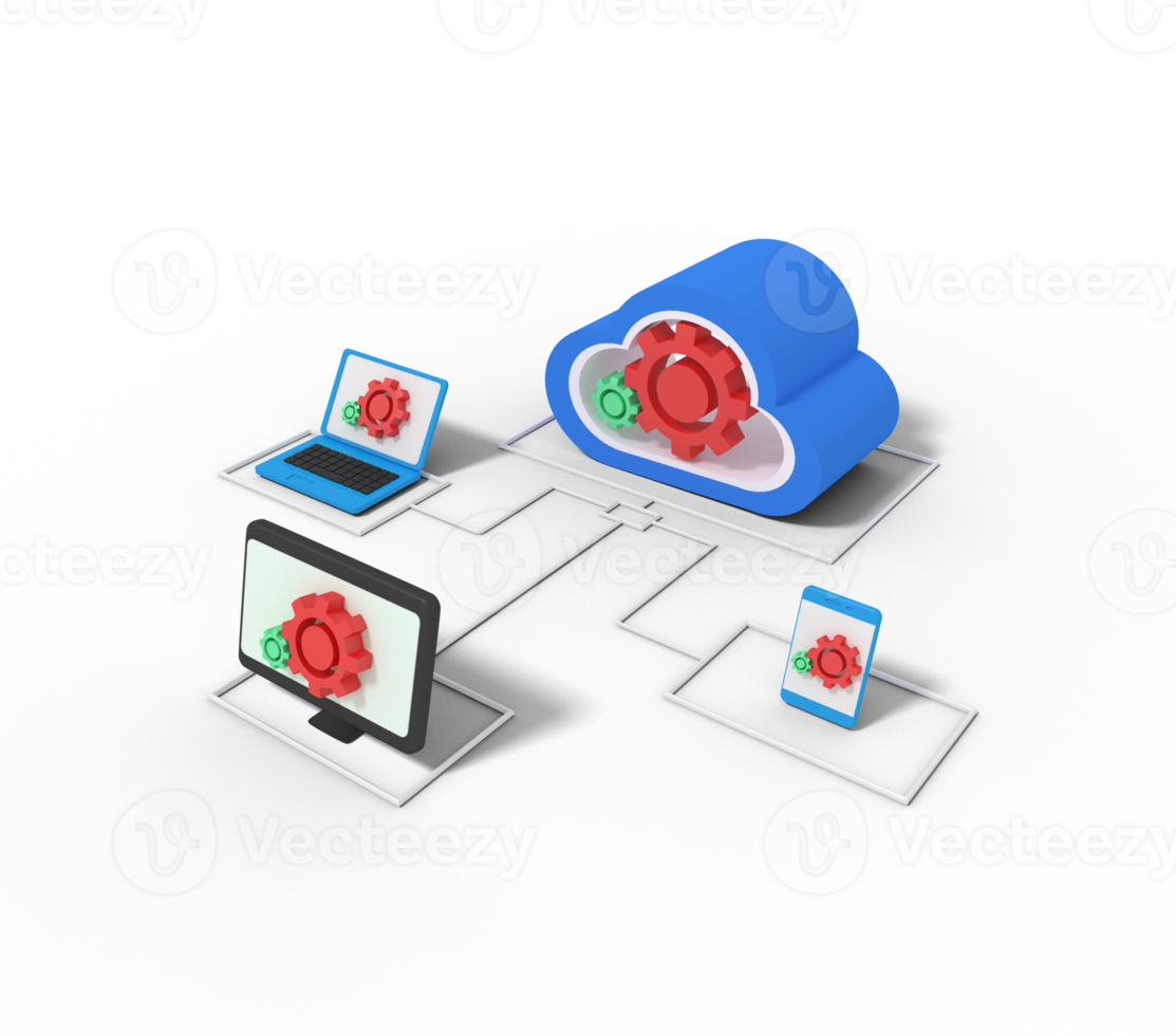 3d illustration of setting cloud storage png