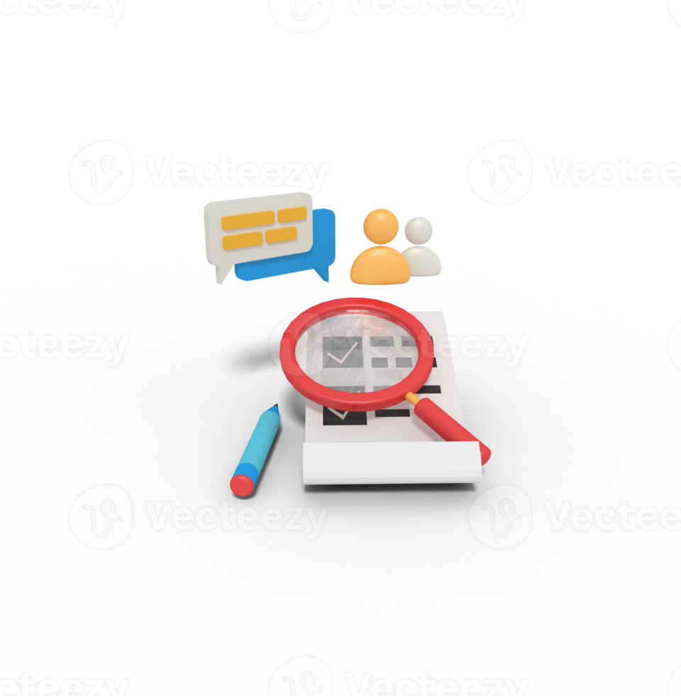 3d illustration of Searching checklist data png