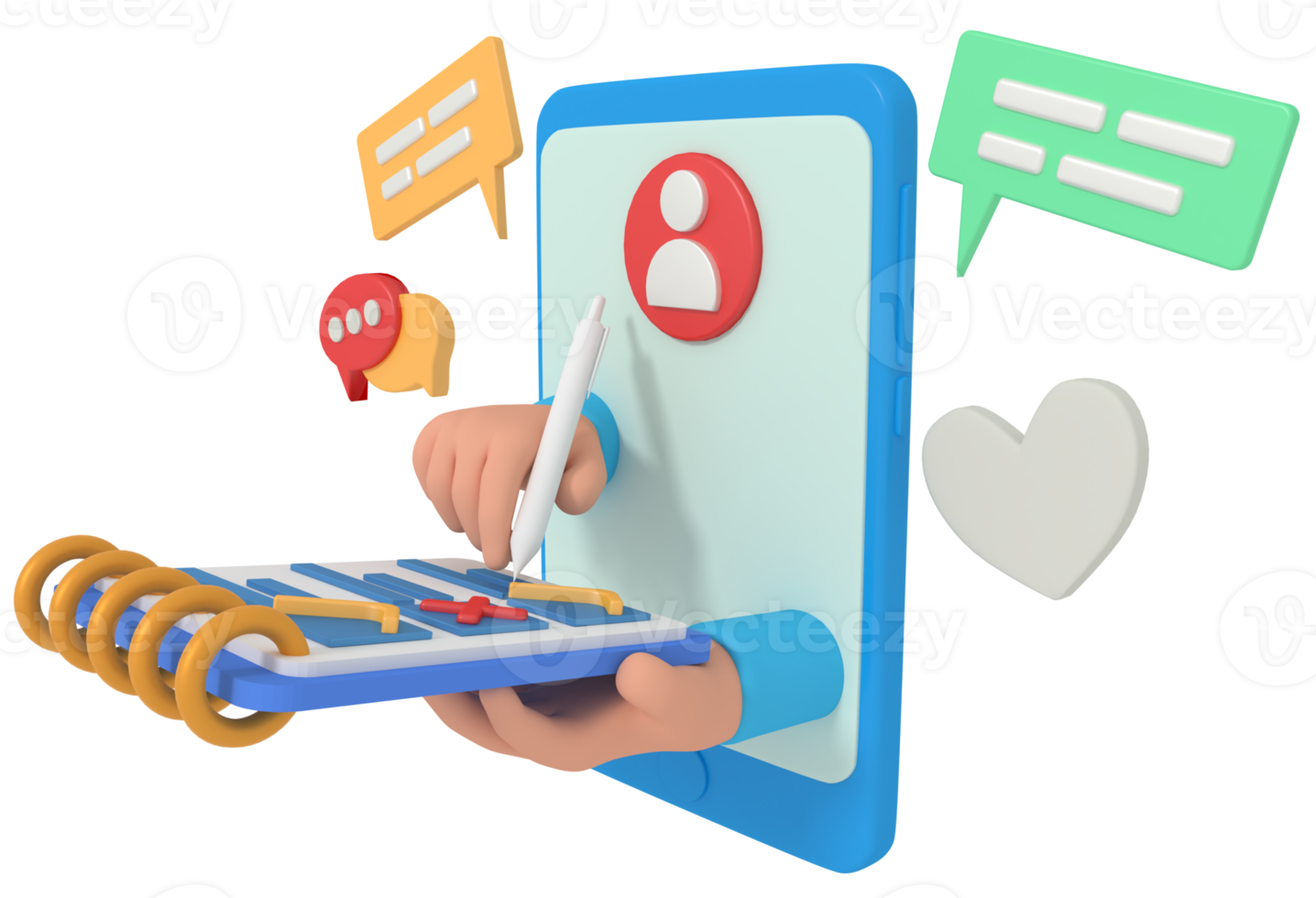 3d illustration of tick and uncheck in phone png