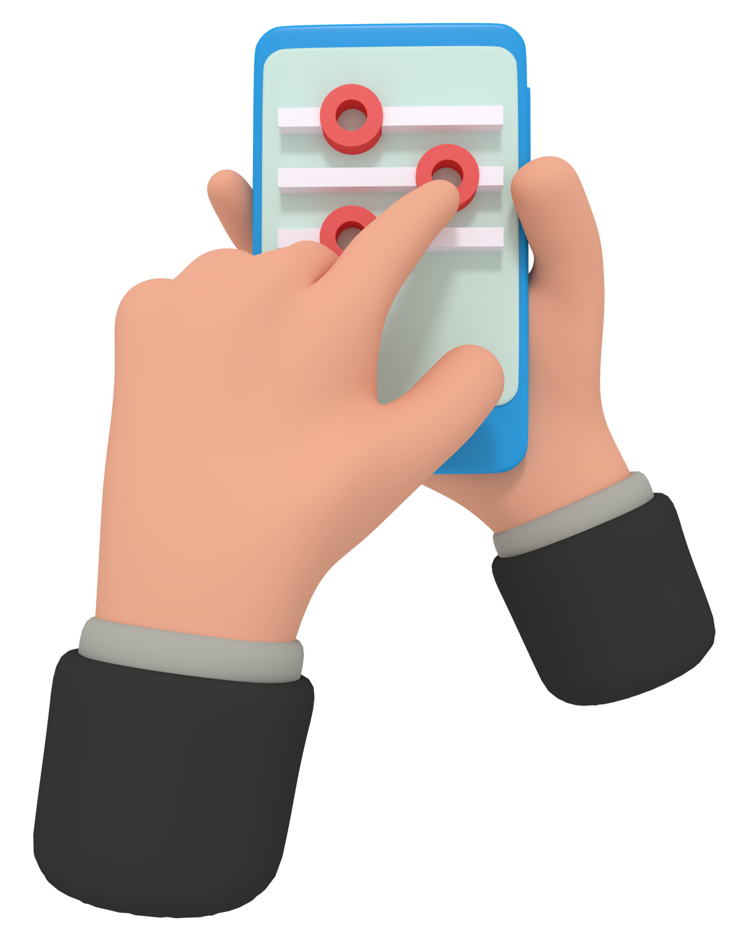 3d illustration of holding phone with filter app 10987190 PNG