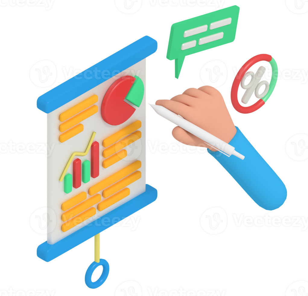 3d illustrazione attività commerciale rapporto presentazione png