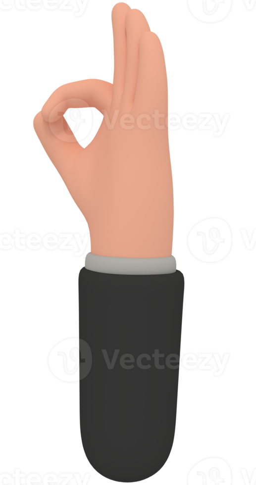 3d illustration of cartoon hand making OK  gesture png